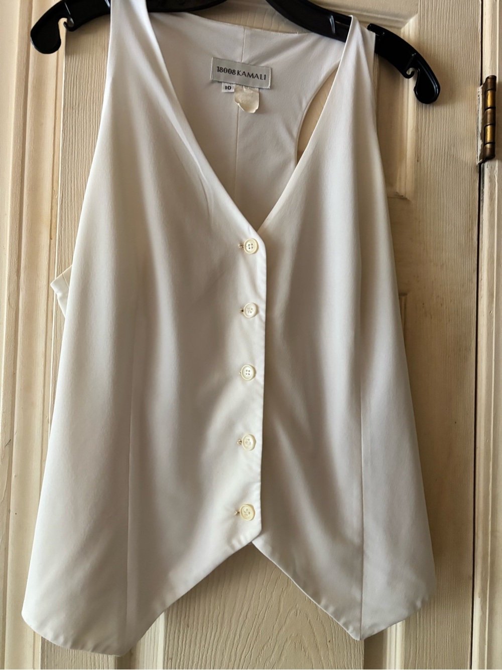 Norma Kamali White V-Neck Button-Front Camisole
